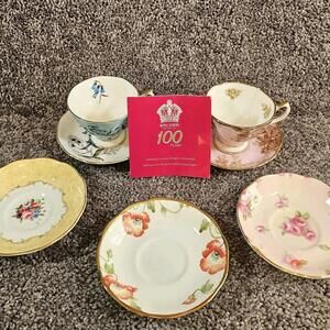 100 yr Celebration Royal Albert 5 Piece China Teacup Set. 1950-1990